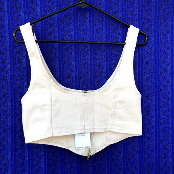 SOLD!! NWT WeWoreWhat Denim Corset Top, Unbleached- Medium - Picture 3 of 3